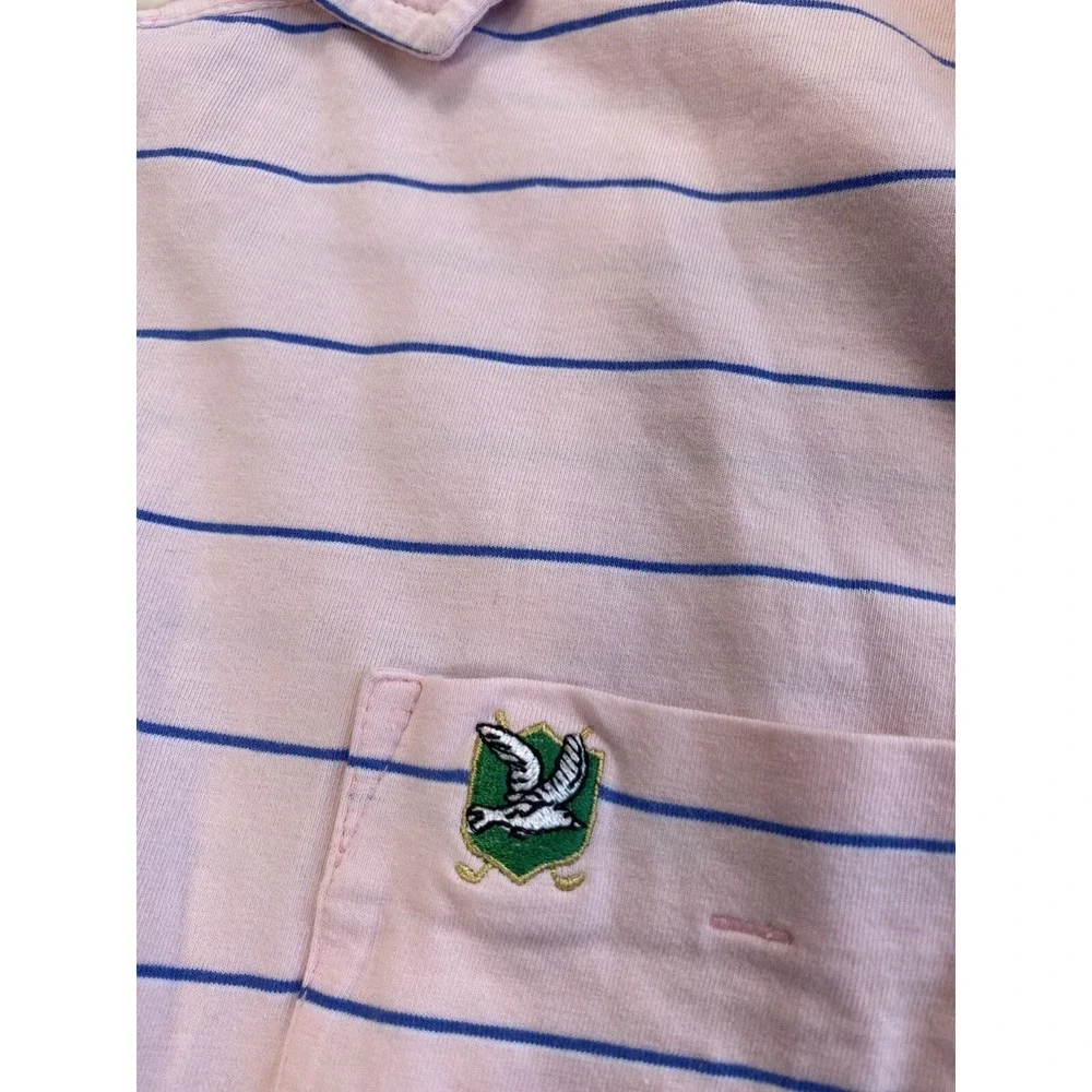 B Draddy Sport Polo Shirt Mens XL Pink Striped Golf Performance Pima Cotton